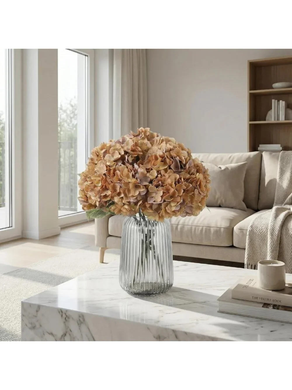 Silk Hydrangea Flower Arrangements - Artificial Bouquets for Home, Wedding